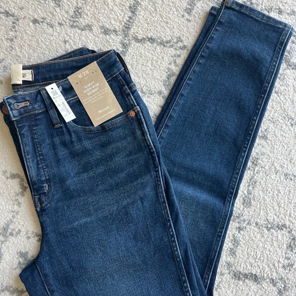 Madewell Curvy High Rise Skinny Jeans Dark Blue Size 28 NWT